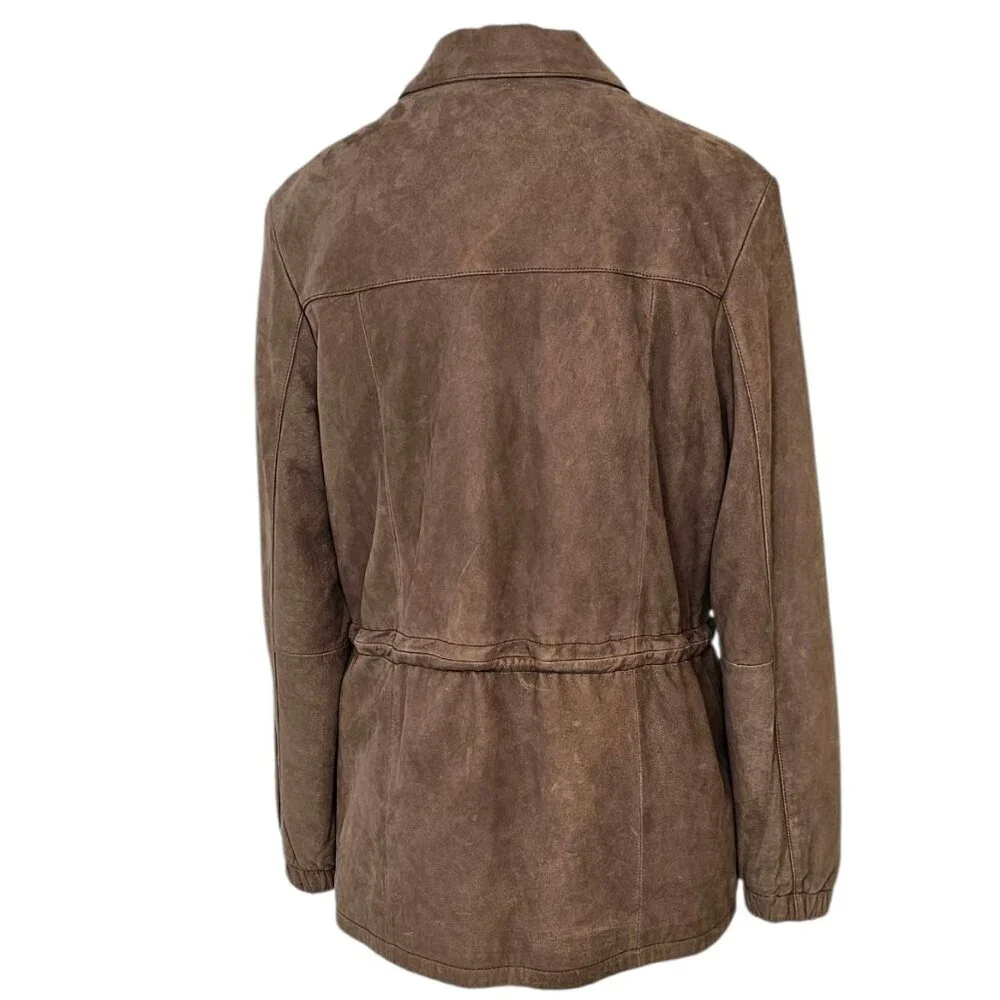 Wilson's Leather Womens Cinch Waist Genuine Leather Jacket, Brown, Full Zip, M - Picture 3 of 8